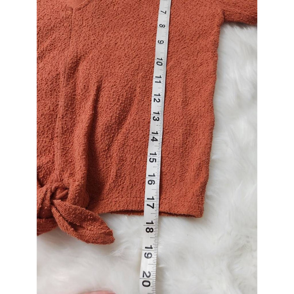 Madewell Womens Blouse Orange Long Sleeve V Neck Tie Front XXS - Picture 4 of 6